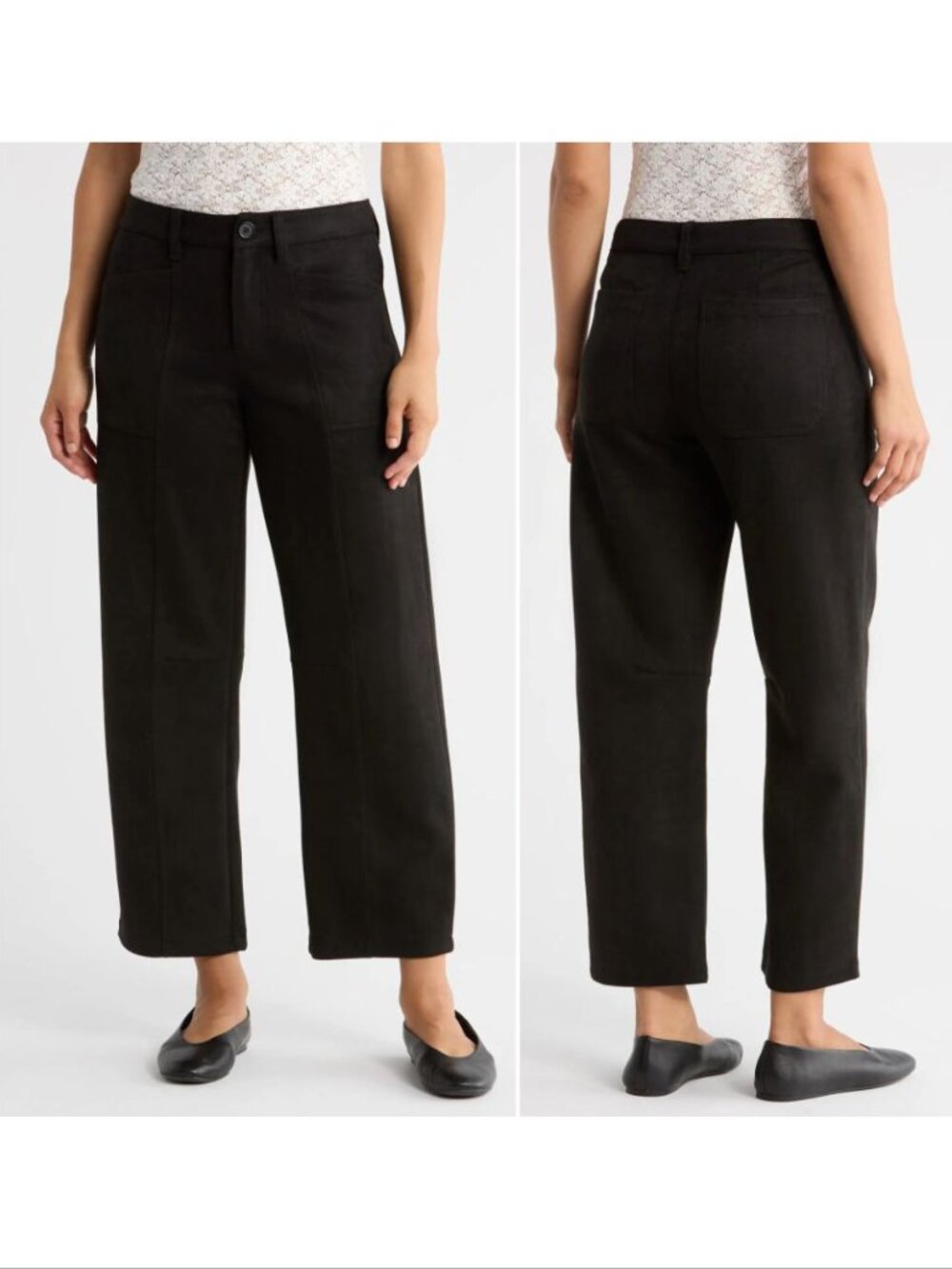 Sanctuary Faux Suede Barrel Leg Pants Size 30 10 Black Pockets NEW